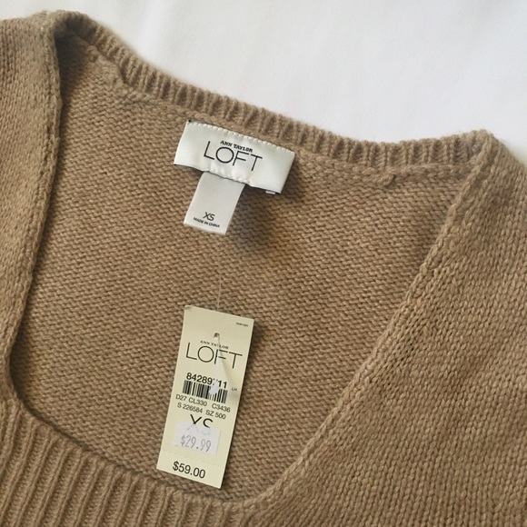 NWOT LOFT Knit Square Quarter Sleeve Top - Picture 2 of 5